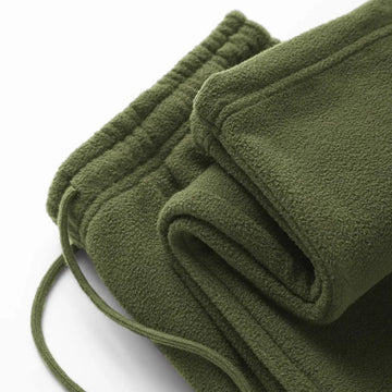 Double-sided Fleece! Retro Military Green Straight-leg Pants Women Loose Thickened Warm Drawstring Casual Wide-leg Pants Men
